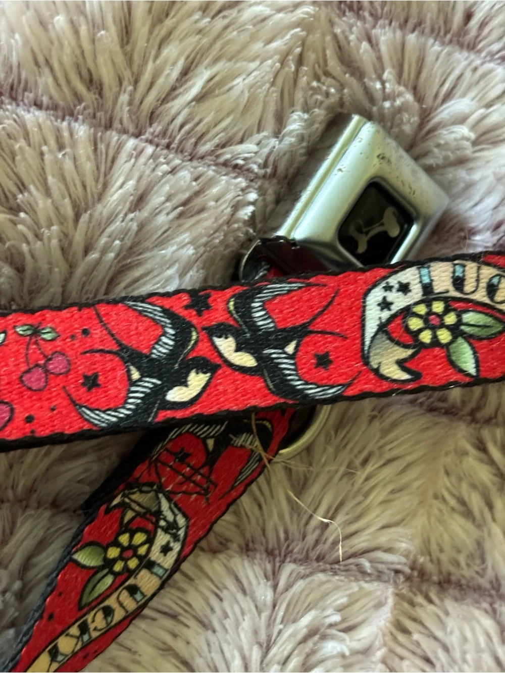 Buckle Down Red Lucky Dice Tattoo Series Adjustable Dog Collar Size Large